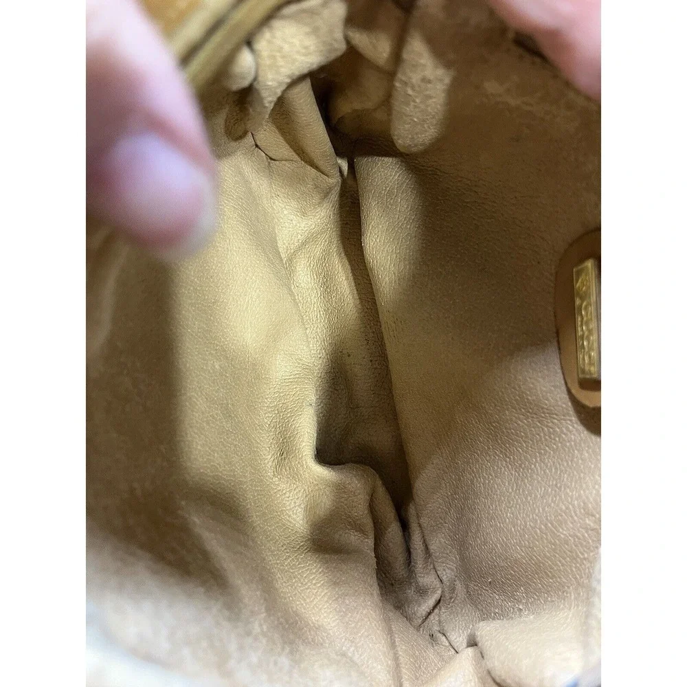 GUCCI Vintage Micro GG Tan Brown Canvas Shoulder Bag PVC‎ Leather Crossbody